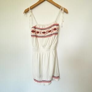 Sweetees Vintage Y2K White Boho Aztec Embroidered Knit Cami Tank Top Blouse